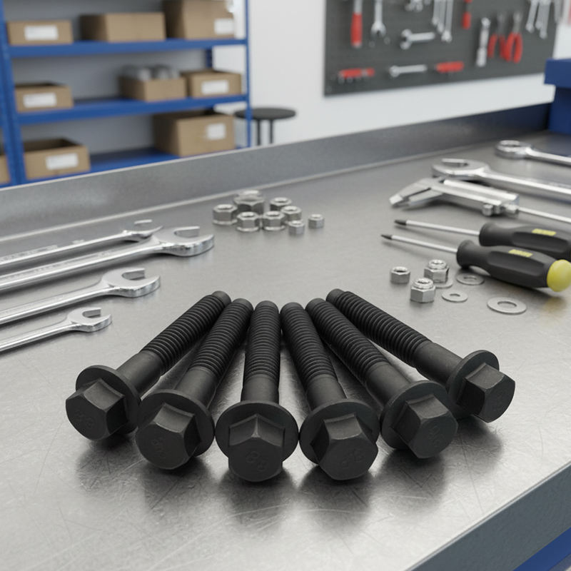 M8×40 Carbon Steel Grade 8.8 Black Cylinder Head Flange Bolts