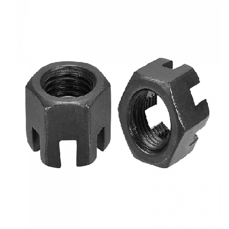 M16×1.5 Grade 4.8 Carbon Steel Black Oxide Slotted Castle Nut DIN 935