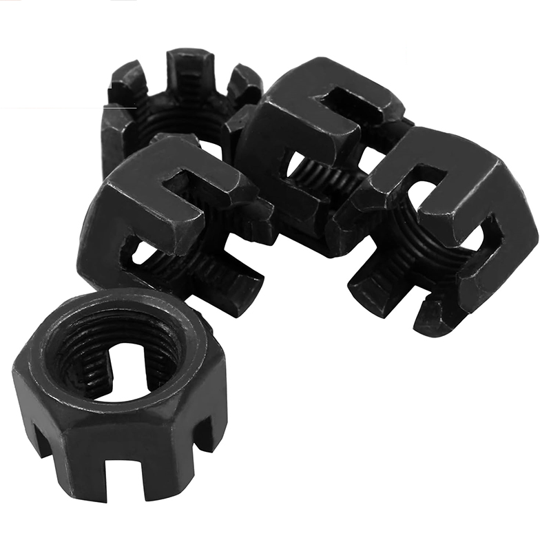M16×1.5 Grade 4.8 Carbon Steel Black Oxide Slotted Castle Nut DIN 935